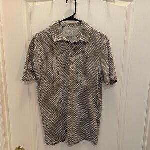 Adidas Green & Tan Stripe Pattern Golf Polo